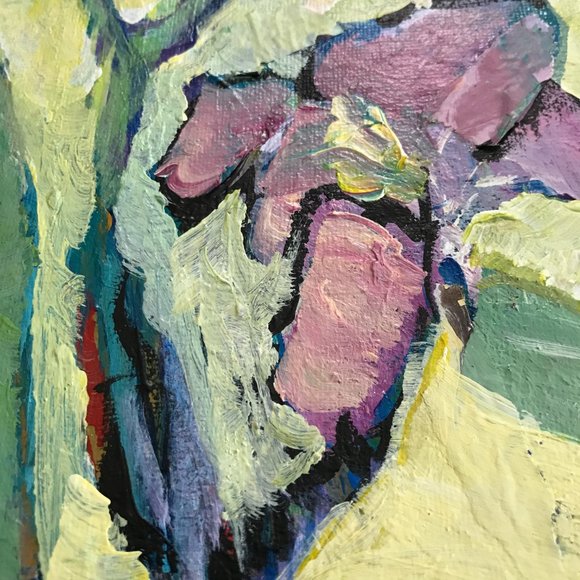 Original Painting on Canvas Flowers Abstract Signed Artwork Colorful - Picture 5 of 7